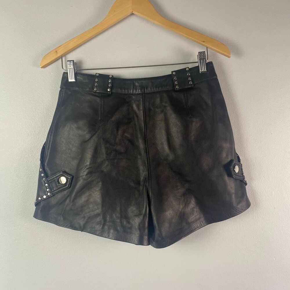 MAJE Ilyad Lamb Leather Studded Shorts - Picture 7 of 14